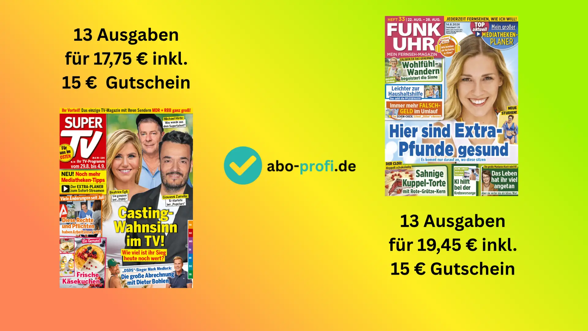 TV Zeitschriften SUPER TV und FUNK UHR Aktion Banner