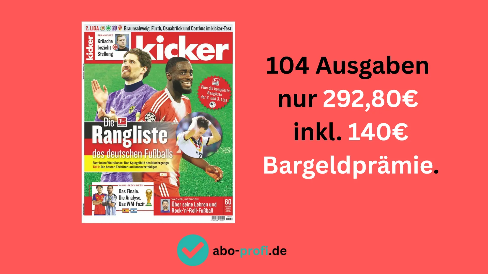 kicker Aktion Angebot 104 Ausgaben Aktion Banner